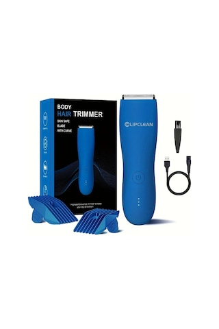 Dashanshop Cdh002jp Blue Clıpclean Erkek Dual Baslikli Kasik Ve Vucut Trimmeri Skinsafe Teknolojili Islak Kuru Usb Sarjli Led Aydinlatmali Hassas Bolgeler Icin