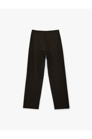 Koton Viskon Karışımlı Yüksek Bel Cepli Geniş Paça Pantolon Kahverengi Çizgili 6sak40193uw Kahverengi