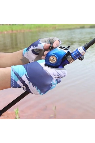 Kyncılor Parmaksız Nefes Alabilen Balıkçı Eldiveni Mavi