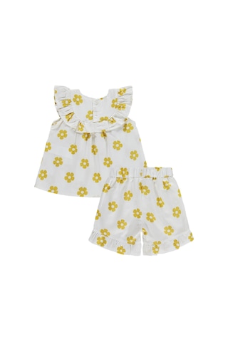 Civil Baby Çiçek Empirme Fırfırlı 6-18 Ay Takım - Hardal Soft Hardal