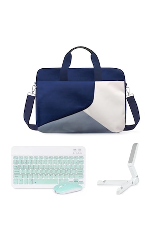 Microcase Xiaomi Redmi Pad 2 11 İnch İçin Apple Uyumlu MacBook Çantası + Türkçe Bluetooth Klavye + Mouse + Tablet Standı Yeşil Al5162 Omuz Çantası
