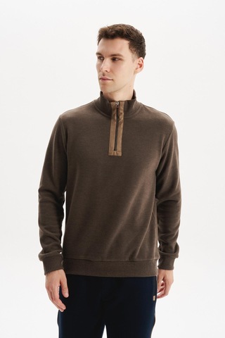 AR-MA Arma Erkek Regular Fit Yarım Fermuar Dik Yaka Sweatshirt Selanik Örme %65 Pamuk %35 Polyester K30554698102 Kahverengi