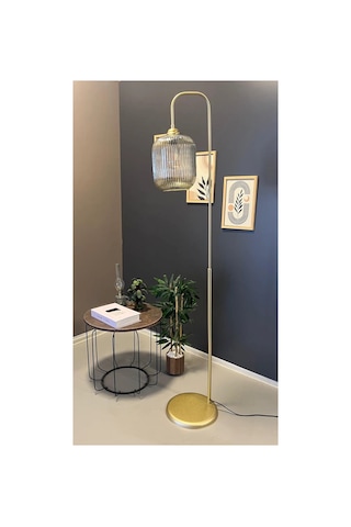Luster Sarı Lambader Metal Go Vde U Fleme Camlı Dekoratif Metal Tasarım S Ik Yerden Aydınlatma
