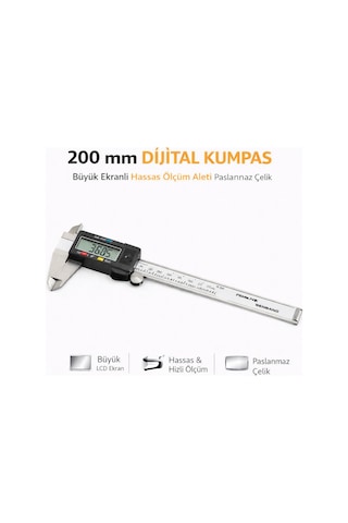 Senbang 200 Mm Dijital Kumpas Büyük Lcd Ekranlı Hassas Ölçüm Aleti Paslanmaz Çelik