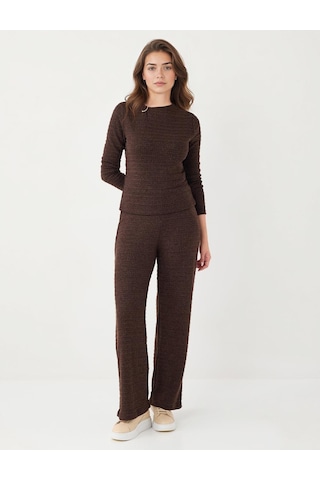 Jimmy Key Kahve Melanj Yuvaralak Yaka Uzun Kollu Metal Detaylı Bluz 6sw033726819 Kahverengi