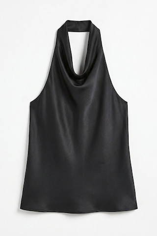 Hiccup Saten Halter Top Siyah