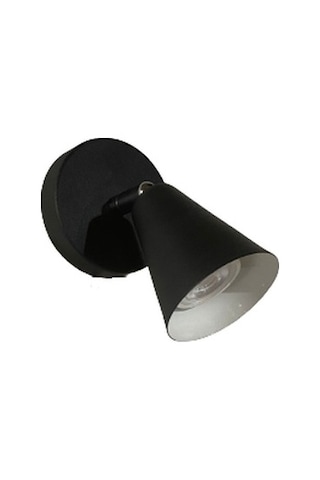 Rsylight Metal Mafsallı Siyah Spot 180 Derece Armatür Aplik Beyaz Led Ampullü Beyaz