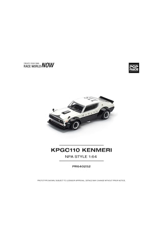 Pop Race 1:64 Nissan Skyline Kpgc110 Kenmeri Npa Style Siyah Beyaz Diecast Model Araba Gri