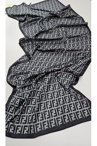 Miorel Scarfs F Desen İthal Vual İpek Şal Aksesuar Fular Silk Scarfs Shawl Hijab Gri