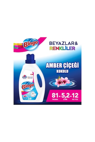 Bingo Amber Çiçeği Sıvı Çamaşır Deterjanı 3 x 1755 ML