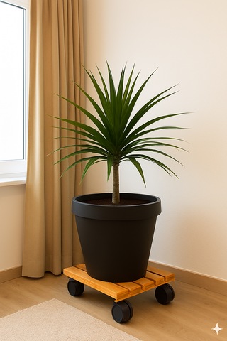 Ahşap Saksı Altlığı Tekerlekli 1