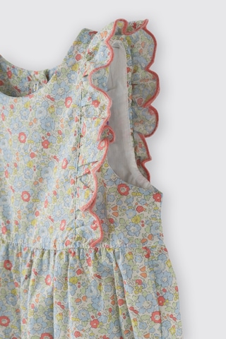 Panço Liberty Kumaş Çiçek Desenli Kolları Fırfır Detaylı Yenidoğan Tulum Mavi 5611GN30003