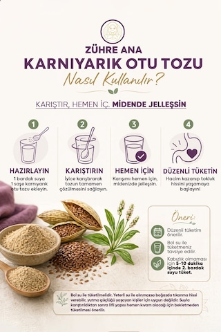 Karnıyarık Otu Psyllium Tozu 30 Saşe X 5 Gr