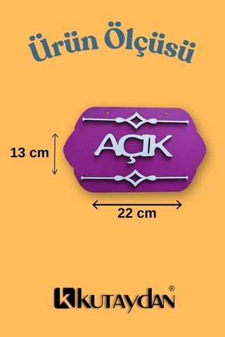 Mor Ahşap Açık/kapalı Tabelası - Akrilik Boyalı Özel Tasarım