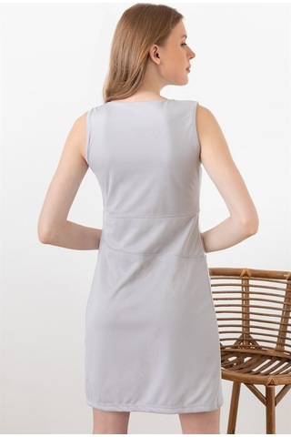 Aqe Fashion Kadın Gri Renk Bloklu Elbise Gri