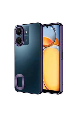 Poco C65 Kılıf Kamera Korumalı Logo Gösteren Zore Omega Kapak-derin Mor Derin Mor