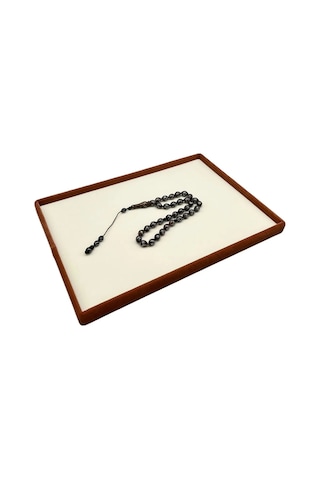 Süet Kumaş Krem-kahve Renk 34/24 Cm Takı Servis Sunum Tablası Çok Renkli