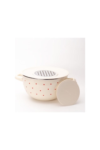 Cupid Emaye Rendeli Karıştırma Ve Salata Kabı 26 Cm 5 Litre Ocağa Da Koyulabilir Krem
