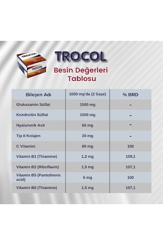 Trocol Glukozamin Kondroitin Kolajen 60 Saşe (300 Gr)
