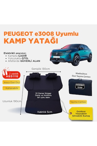 Peugeot E3008 Uyumlu Araç Kamp Yatağı Siyah Peugeot E3008 Uyumlu Araç Kamp Yatağı Siyah