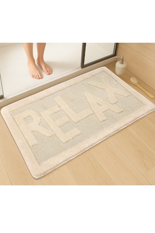 Doğal Kaymaz Taban Banyo Paspas Uzun Ömürlü Yumuşak Dokulu Su Emici Yıkanabilir Relax 60x100 Krem