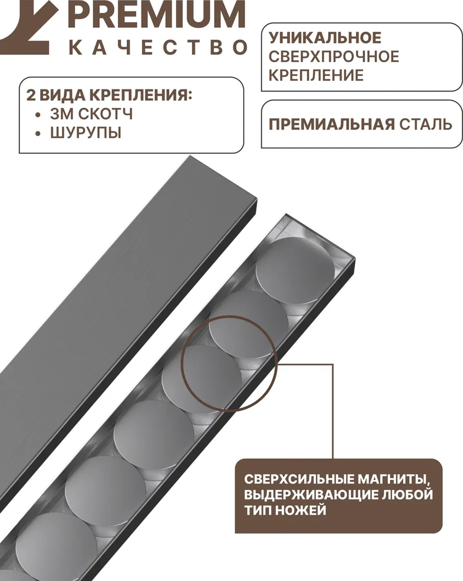 Holaf Bıçaklar İçin Manyetik Tutucu, Duvar Montajlı Stand. 140921112 Gri