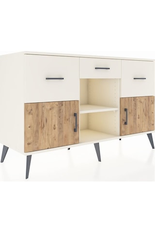 Kronos Konsol Tek Raflı 3 Çekmeceli 3 Kapaklı 132x59x83 Aytaşı-çam/aytaşı Çam/aytaşı