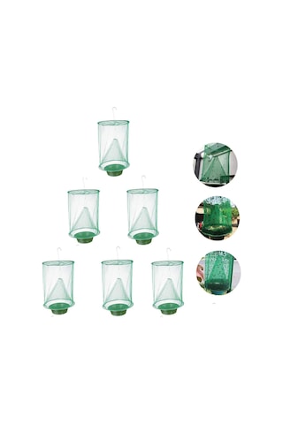 Lemestar 6 Adet Demir Tel + Gazlı + Plastik Sinek Tutma Kafesi, Yem Tepsili Ve Askı Hooklu, Yeşil Renk, 23x23x33 Cm