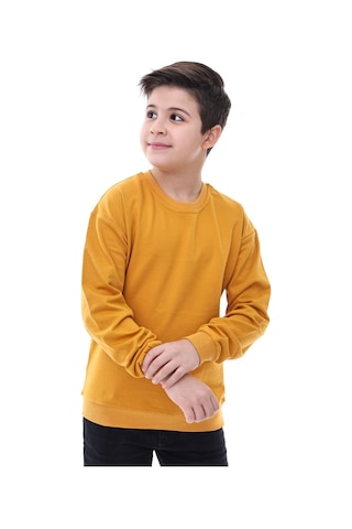 Zuzunga Basic Bisiklet Yaka Şardonlu Çocuk Sweatshirt 3-10 Yaş Hardal
