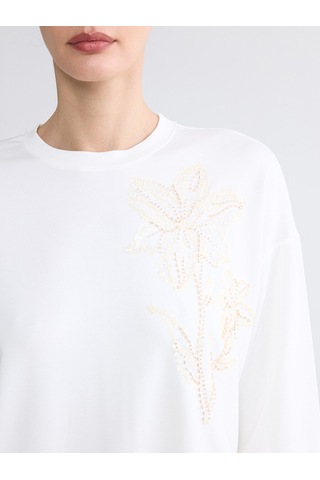 Lcwaıkıkı Classic Beyaz Payetli Oversize Soft Touch Kadın Tunik