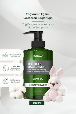 Kundal Baby Powder Tea Tree & Macadamia Deep Cleansing Shampoo 500 ML