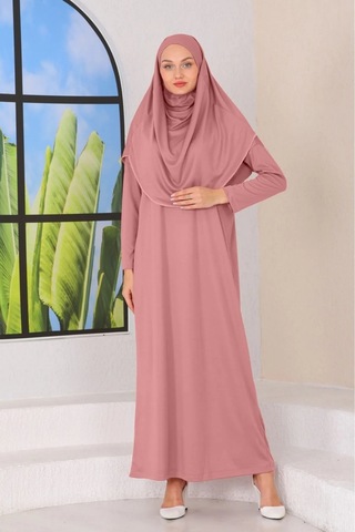 Tek Parça Namaz Elbisesi Gül Kurusu-20991 Gül Kurusu