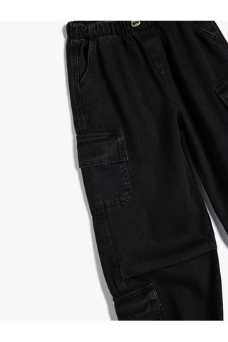 Koton Jogger Kot Pantolon Kargo Cepli Düğmeli Pamuklu Siyah 5wkg40032ad Siyah
