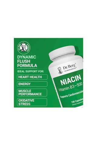 Dr. Berg G Niacin Flush Tolerance 500 Mg Vitamin B3 For Heart Brain & Energy Support 100 Caps