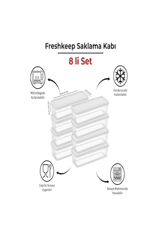 8'li Saklama Kabı 1,3 Litre Derin Dondurucu Mikrodalga Uyumlu Ekru