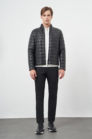 İmza Siyah Suni Deri Hakim Yaka Düz Yırtmaçsız Tam Astar Slim Fit Casual Deri Mont 1038245153 Siyah