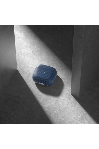Apple Uyumlu AirPods 4 Airbag 43 600d Karbon Fiber Kulaklık Kılıfı Lacivert