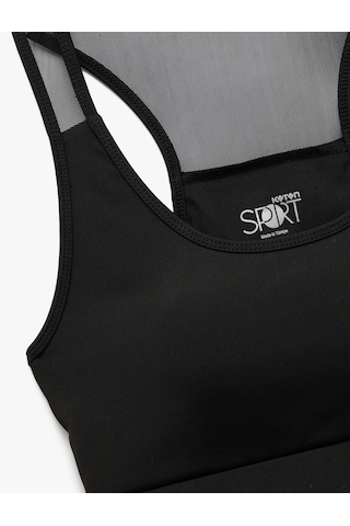Koton Tül Detaylı U Yaka Slim Fit Sporcu Sütyeni Siyah 5sak30066nk Siyah