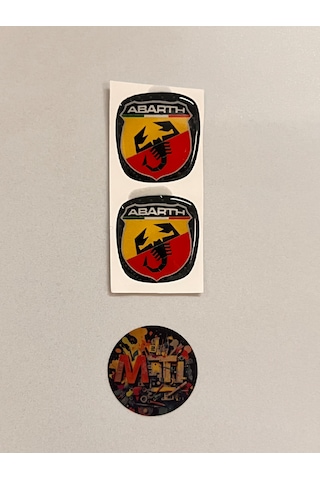 Abarth Damla Sticker Etiket Direk Arması Fiat Logo 3m 3d Damla Silikon Torpido Abarth Akrep 2adet Çok Renkli
