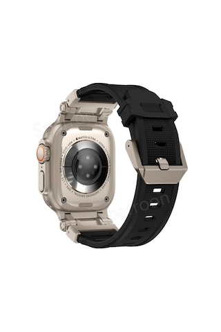 Apple Uyumlu Watch 42mm 44mm 45mm 49mm Titanyum Metal Bağlantı Kitli Silikon Kordon 101