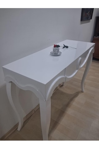 Dresuar Cnc Kabartma 90680 Model Kayın Ağacı Aslan Lükens Ayak Parlak Beyaz