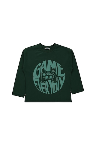 Civil Boys Game Everyday Baskılı 6-9 Yaş Sweatshirt Km - Yeşil Çam Yeşili
