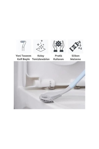 Buffer Golf Tasarımlı Silikon Wc Klozet Mutfak Temizlik Fırçası Kanca Hediyeli - Mavi