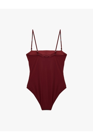 Koton Straight Fit Çıkarılabilir Askı Detaylı Straplez Mayo Bordo 6sak20007mm Bordo
