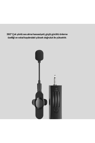 Kablosuz Yaka Mikrofonu 2.4 Ghz Düşük Gecikmeli 360 Ses Algılama