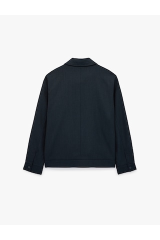 Koton Regular Fit Cepli Viskon Karışımlı Gömlek Yaka Fermuarlı Ceket Lacivert 7wam50002nw