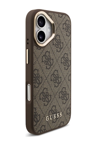 Apple Uyumlu iPhone 17 Kılıf Guess Lisanslı M-safe Özellikli Askılı Ve 4g Logo Kartlıklı Kapak Kahverengi Kahverengi