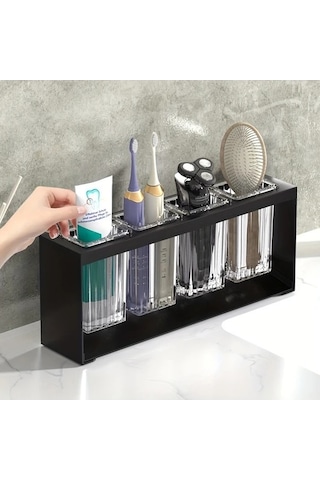 Fastbuy Dream011 Siyah 3 Fincanlık Tutucu Banyo Düzenleyici Su Filtreli Bardak Diş Fırçası Tutucu Elektrikli Stand Siyah