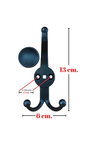 Metal Boncuk Portmanto Askısı Siyah Duvar Tipi Tekli Siyah