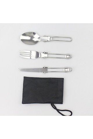Kangvka Dışarıda Piknik Ve Kamp İçin Çelik Katlanabilir Üçlü Beste: Bıçak, Çatal, Kaşık - Taşınabilir Seyahat Gereci Çok Renkli